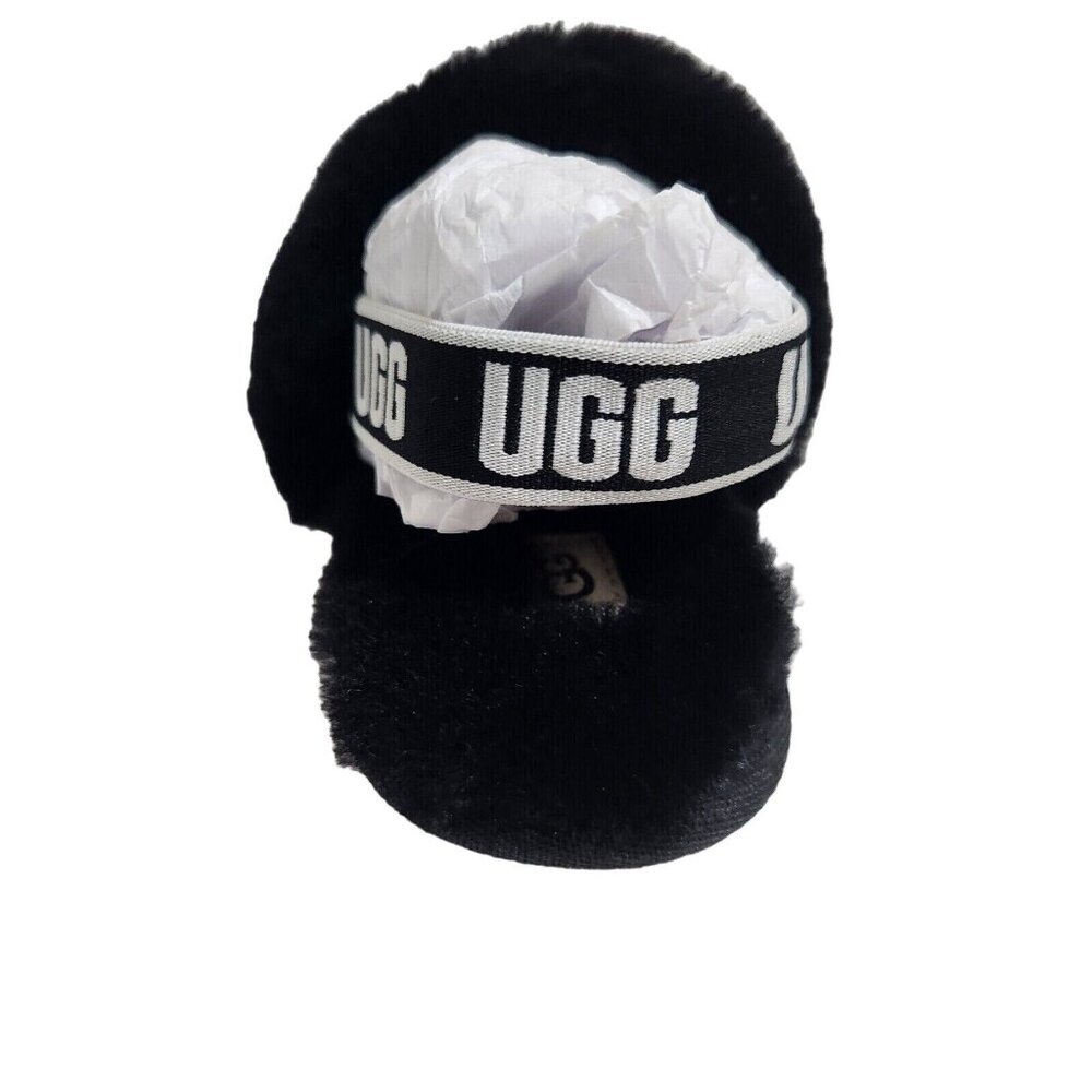 UGG Slippers Fluff Yeah Toddler Size 10 Fuzzy Black House Shoes 188 - Picture 8 of 9